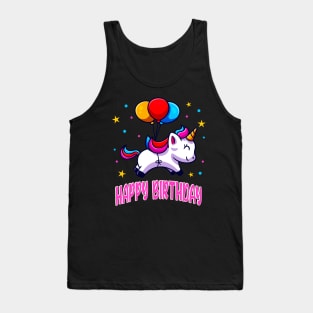 Happy Birthday Cute Unicorn Balloons Kids Tank Top